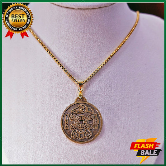 Completed the prayer ceremony. Amulet pendant made of copper. Bring wealth, ward off evil spirits, health, love, career [with 60CM gold pearl necklace]