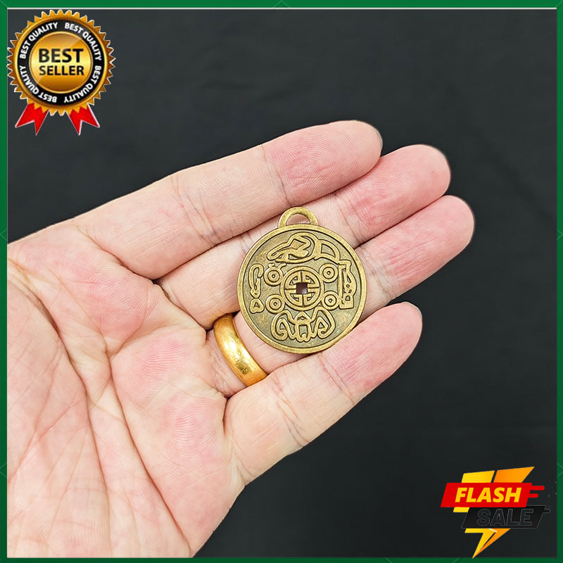 Completed the prayer ceremony. Amulet pendant made of copper. Bring wealth, ward off evil spirits, health, love, career [with 60CM gold pearl necklace]