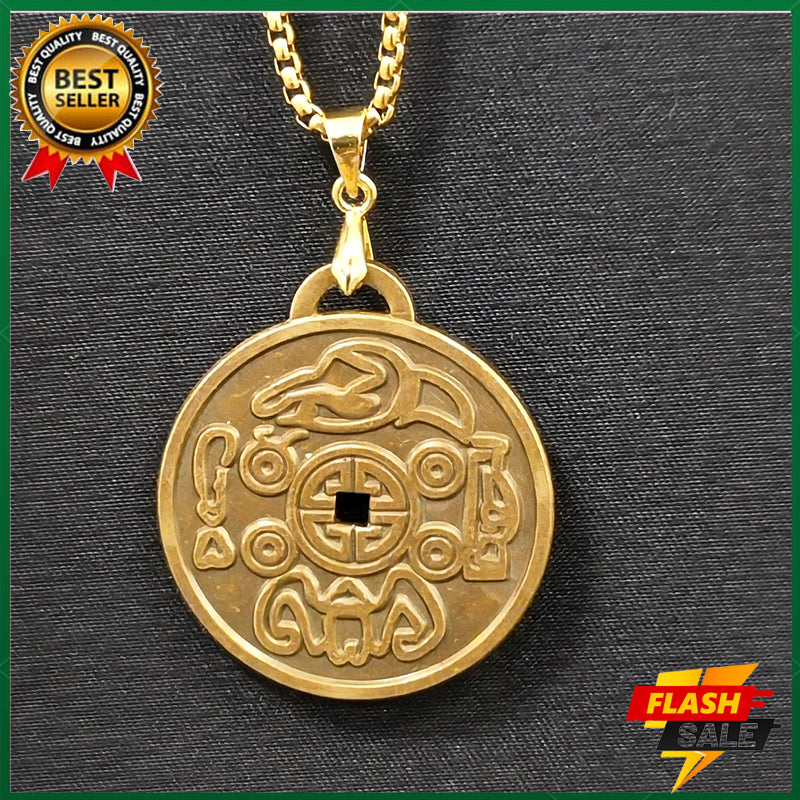 Completed the prayer ceremony. Amulet pendant made of copper. Bring wealth, ward off evil spirits, health, love, career [with 60CM gold pearl necklace]