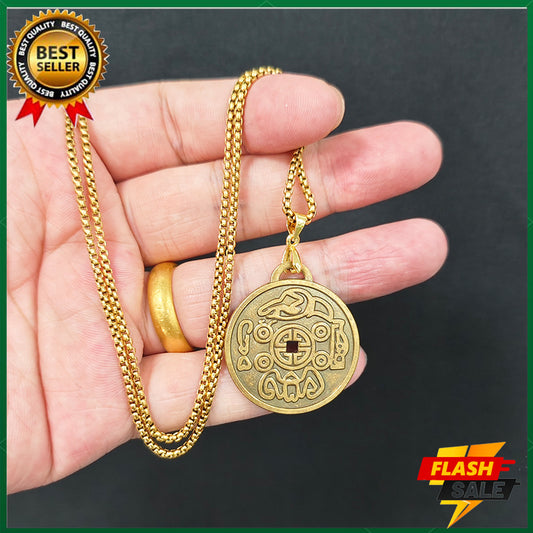 Completed the prayer ceremony. Amulet pendant made of copper. Bring wealth, ward off evil spirits, health, love, career [with 60CM gold pearl necklace]