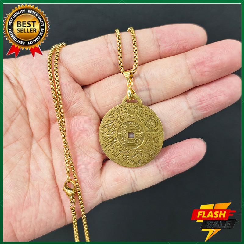 Completed the prayer ceremony. Amulet pendant made of copper. Bring wealth, ward off evil spirits, health, love, career [with 60CM gold pearl necklace]