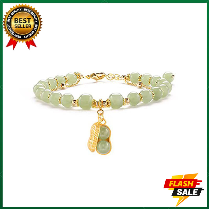 Women's Jade Rabbit Bracelet Peanut Pendant Bracelet 18K Gold Fashion Jewelry Natural Gemstone