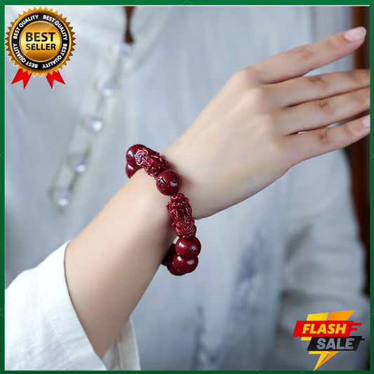 Content 99% cinnabar bracelet beads 12mm six-word mantra bracelet completed prayer ceremony Pixiu bracelet men's bracelet fashion jewelry