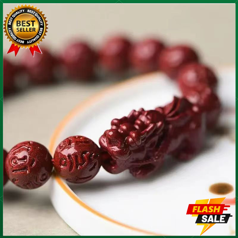 Content 99% cinnabar bracelet beads 12mm six-word mantra bracelet completed prayer ceremony Pixiu bracelet men's bracelet fashion jewelry