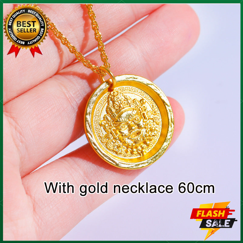 Yellow God of Wealth 18K Gold Pendant Amulet Pendant Complete the prayer ceremony for you alone to attract wealth, happiness, health and wealth