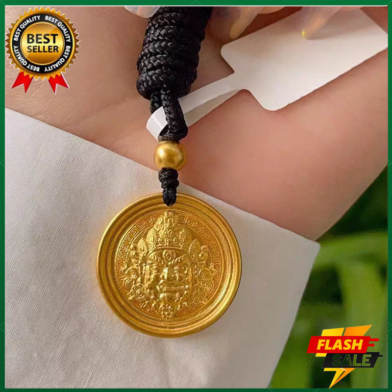 Yellow God of Wealth 18K Gold Pendant Amulet Pendant Complete the prayer ceremony for you alone to attract wealth, happiness, health and wealth