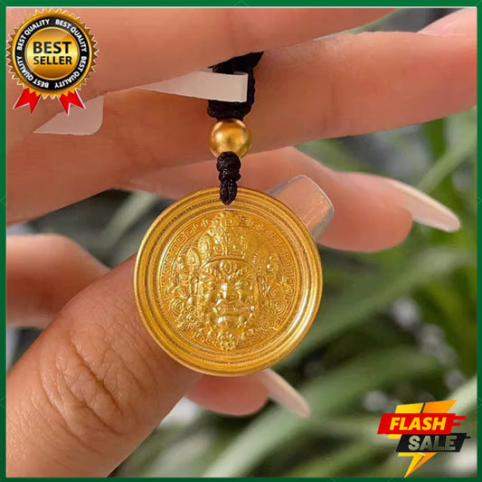 Yellow God of Wealth 18K Gold Pendant Amulet Pendant Complete the prayer ceremony for you alone to attract wealth, happiness, health and wealth