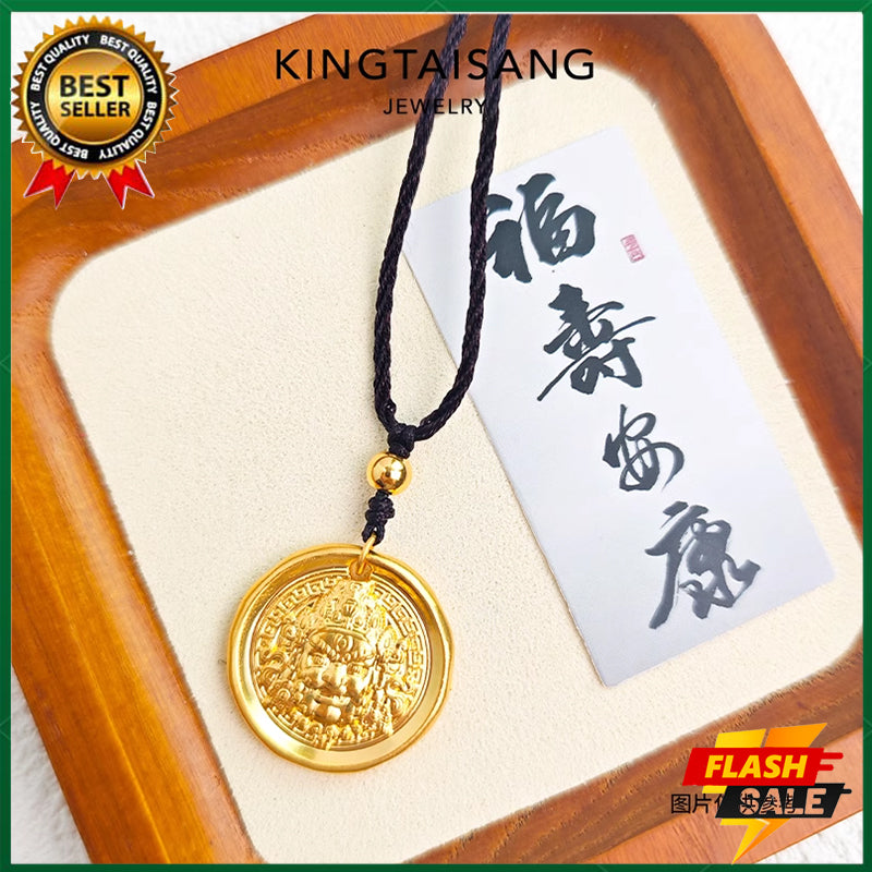 Yellow God of Wealth 18K Gold Pendant Amulet Pendant Complete the prayer ceremony for you alone to attract wealth, happiness, health and wealth