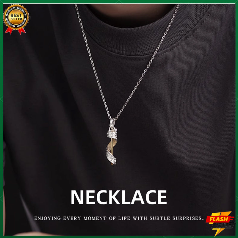 Tang grass pendant necklace men and women's light luxury clavicle chain pendant new style trendy men's all-match trendy brand personality S925 silver 18K gold pendant amulet pendant separate opening ceremony