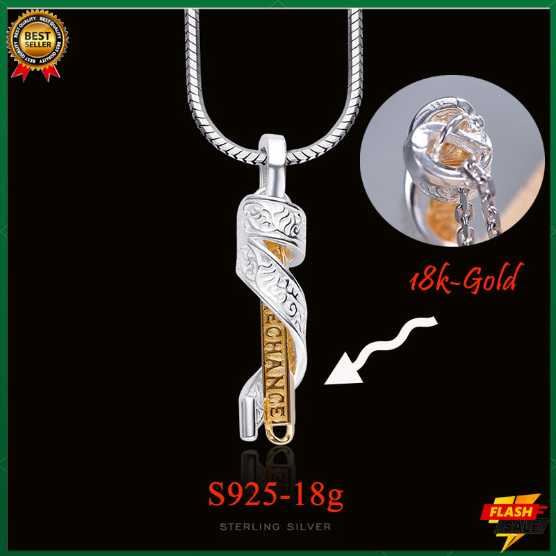 Tang grass pendant necklace men and women's light luxury clavicle chain pendant new style trendy men's all-match trendy brand personality S925 silver 18K gold pendant amulet pendant separate opening ceremony