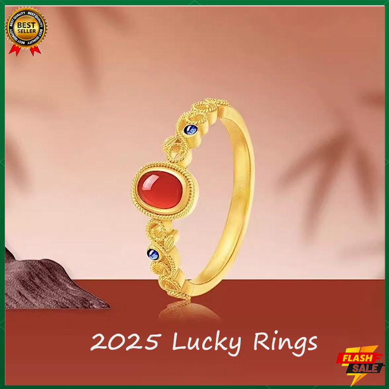 18k gold ruby ring women's lucky ring fashion jewelry hollow design inlaid gemstone ring
