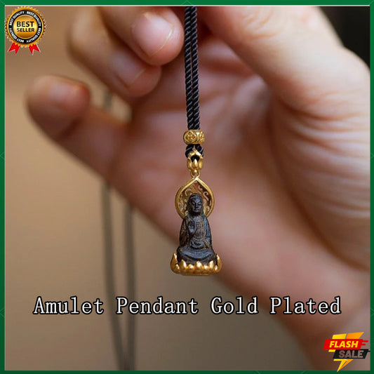 Mini 18K gold material, portable Guanyin ancient retro new Chinese style simple meaning of peace and safety retro necklace amulet pendant to attract wealth and send children Guanyin wealth