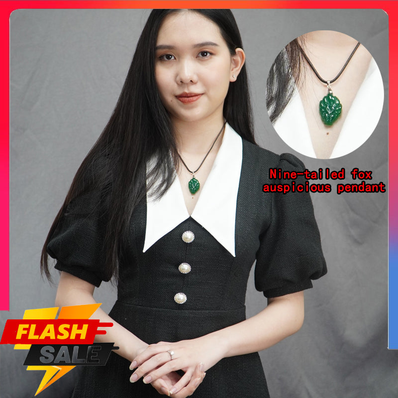 Nine-tailed fox pendant Women's amulet Fashion jewelry pendant Completed prayer ritual Amulet pendant Green jade gemstone