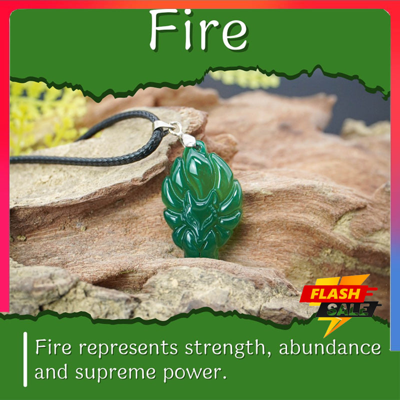 Nine-tailed fox pendant Women's amulet Fashion jewelry pendant Completed prayer ritual Amulet pendant Green jade gemstone