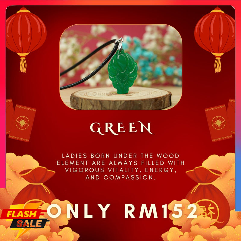 Nine-tailed fox pendant Women's amulet Fashion jewelry pendant Completed prayer ritual Amulet pendant Green jade gemstone