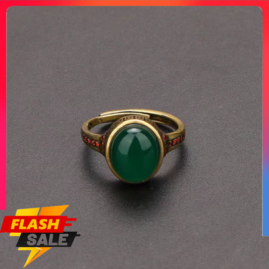 Natural Green Jade Gemstone Ring Women's Fashion Jewelry Jade Ring