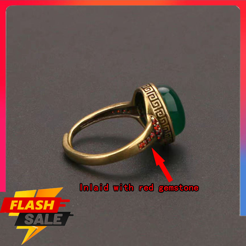 Natural Green Jade Gemstone Ring Women's Fashion Jewelry Jade Ring