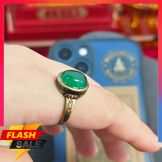 Natural Green Jade Gemstone Ring Women's Fashion Jewelry Jade Ring