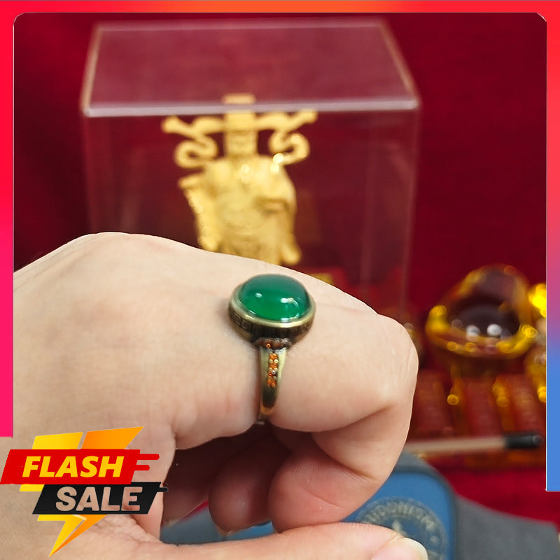 Natural Green Jade Gemstone Ring Women's Fashion Jewelry Jade Ring
