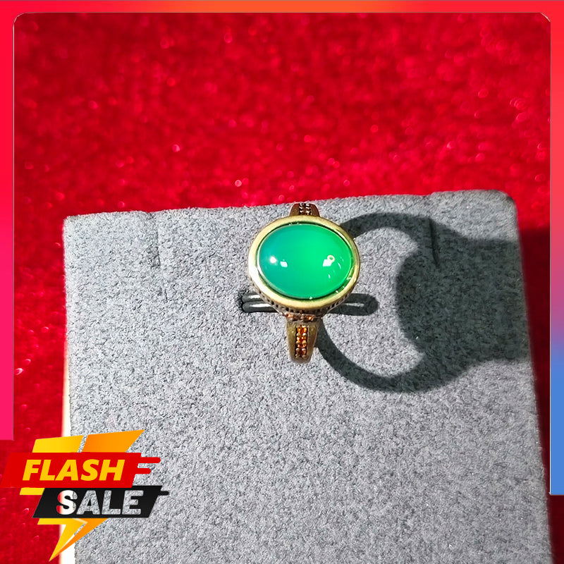 Natural Green Jade Gemstone Ring Women's Fashion Jewelry Jade Ring