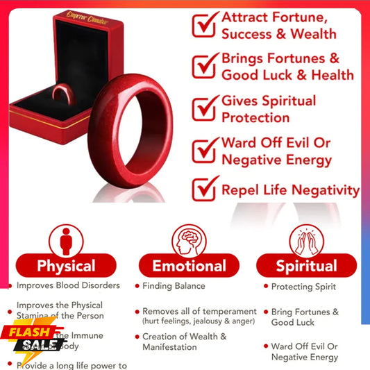 🥇Natural cinnabar ring, 99% cinnabar content, improves health, brings wealth, wards off evil spirits